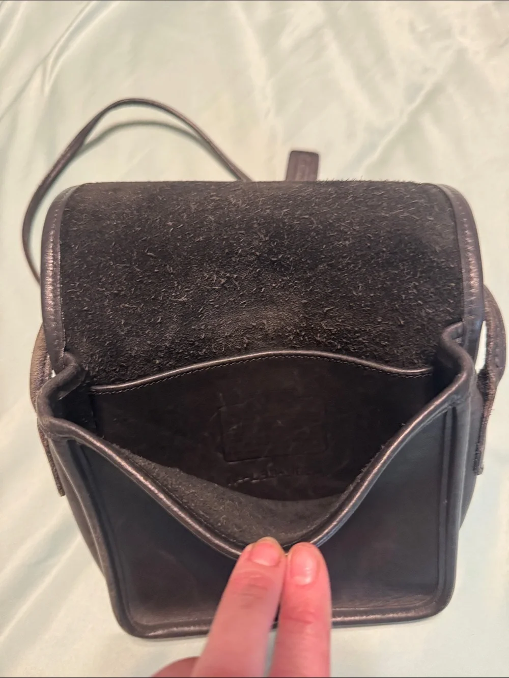 Coach Black Leather Crossbody with Gold Turnlock